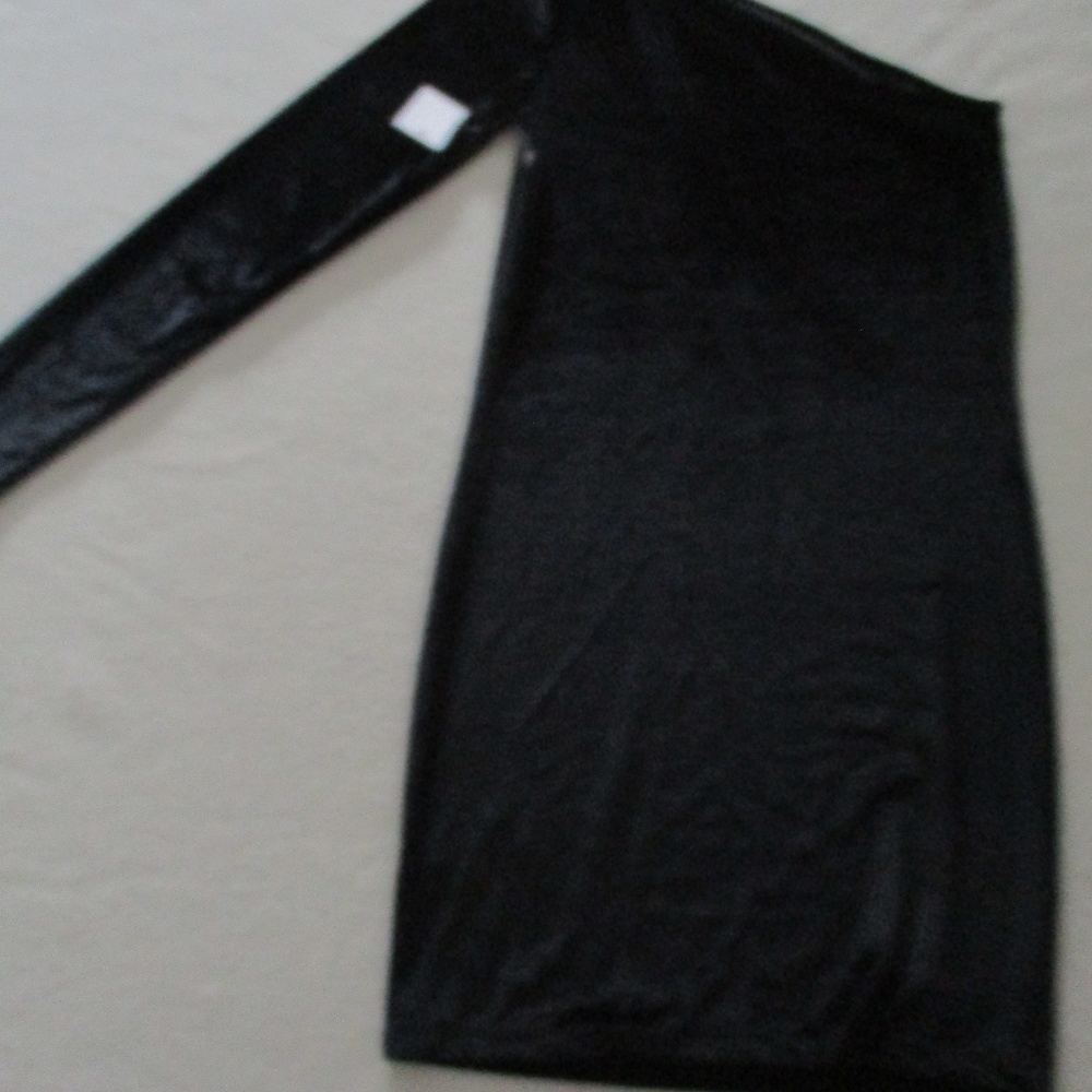 Mac & Jac Women Dress S Black One Shoulder Velour - Picture 5 of 5